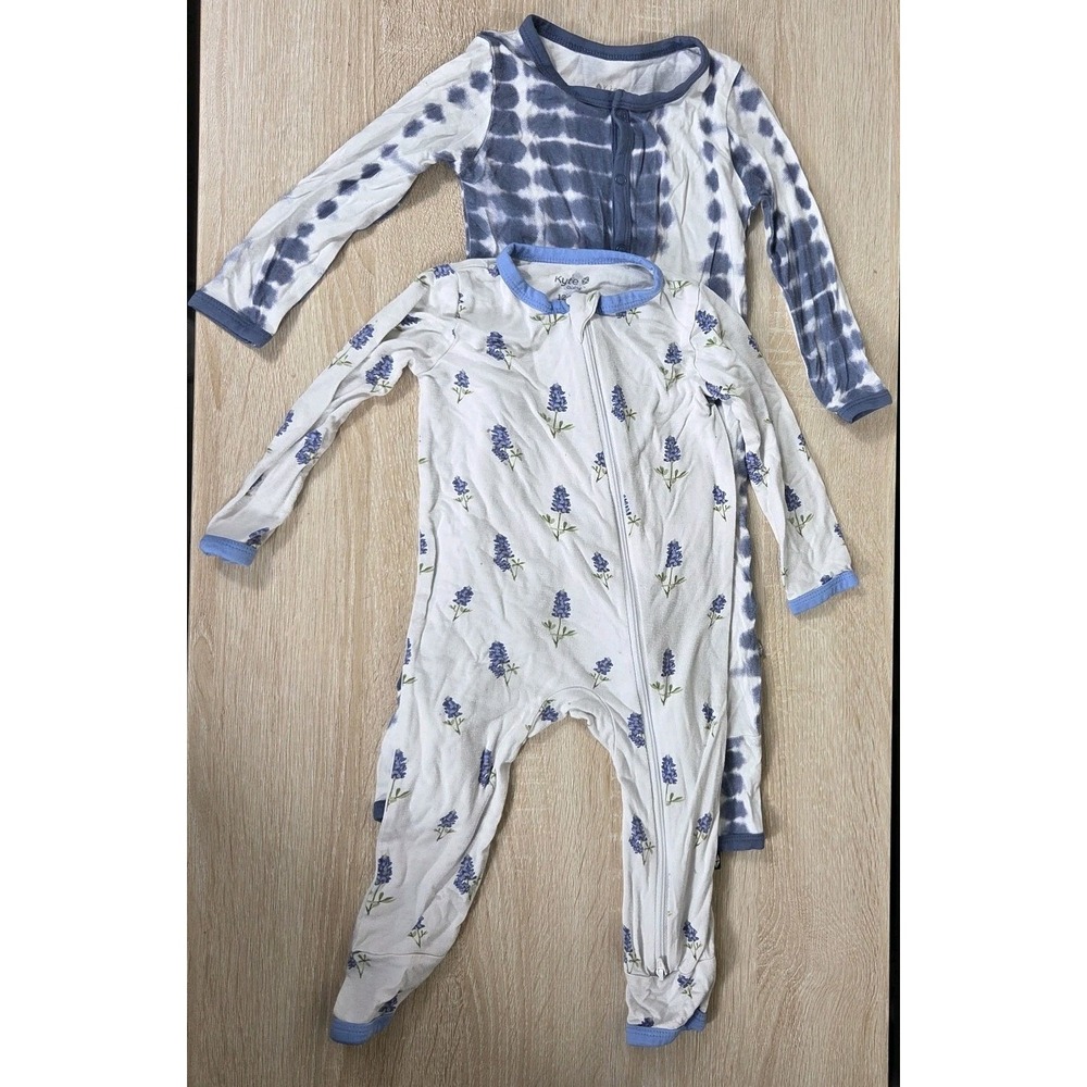 Kyte Baby Bamboo Zipper & Snap Footie Sleeper Bundle 12-18M Bluebonnet Tie Dye